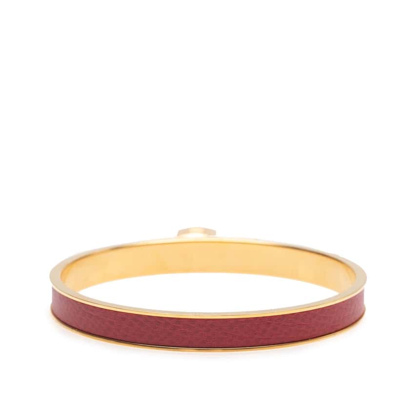 Hermès Courchevel Kelly Cadena Lock Bangle Bracelet Red Leather Good condition - Inside View