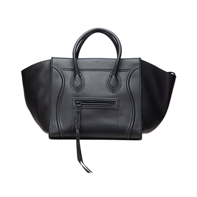 Celine Medium Grained Calfskin Phantom Luggage Tote Black Leather Good condition - Front View