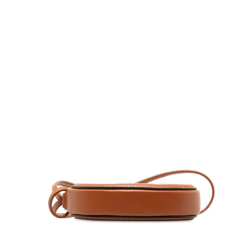 Celine Calfskin Cuir Triomphe Oval Clutch Brown Leather Good condition - Model View