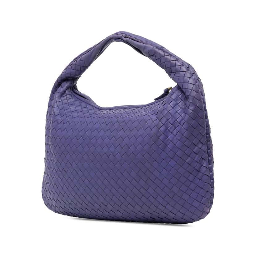 Bottega Veneta Small Nappa Intrecciato Veneta Hobo Purple Leather Good condition - Back View