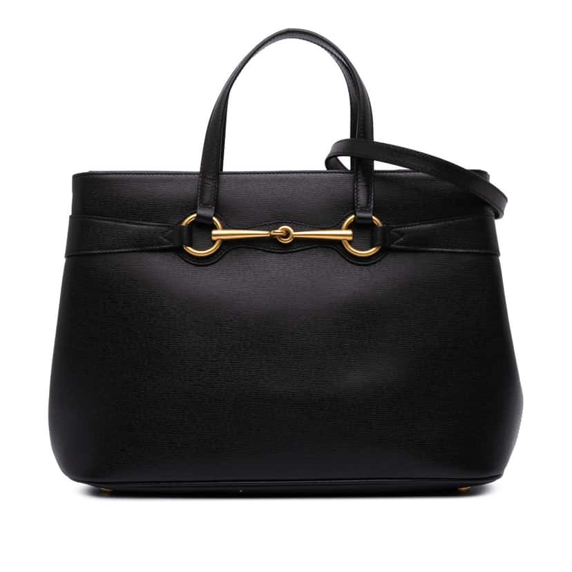 Gucci Medium Leather Bright Bit Satchel Black Leather Good condition - Front View