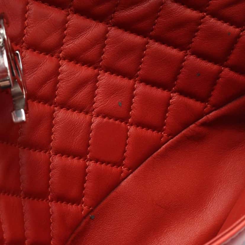 Chanel CC Quilted Lambskin Chain Tote Red Leather Good condition - Box View