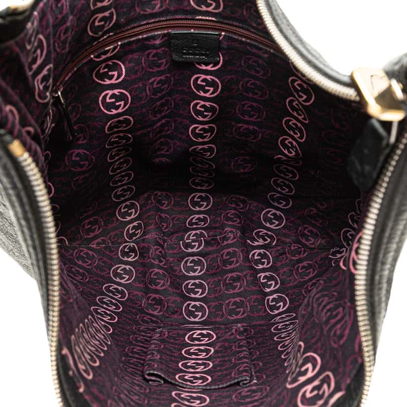 Gucci Large Leather Web Princy Hobo Black Leather Good condition - Model View