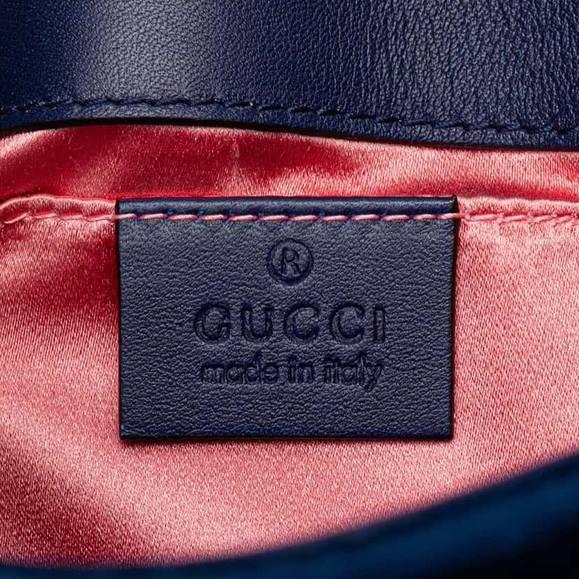 Gucci Mini GG Marmont Matelasse Velvet Flap Crossbody Blue Velvet Good condition - Box View