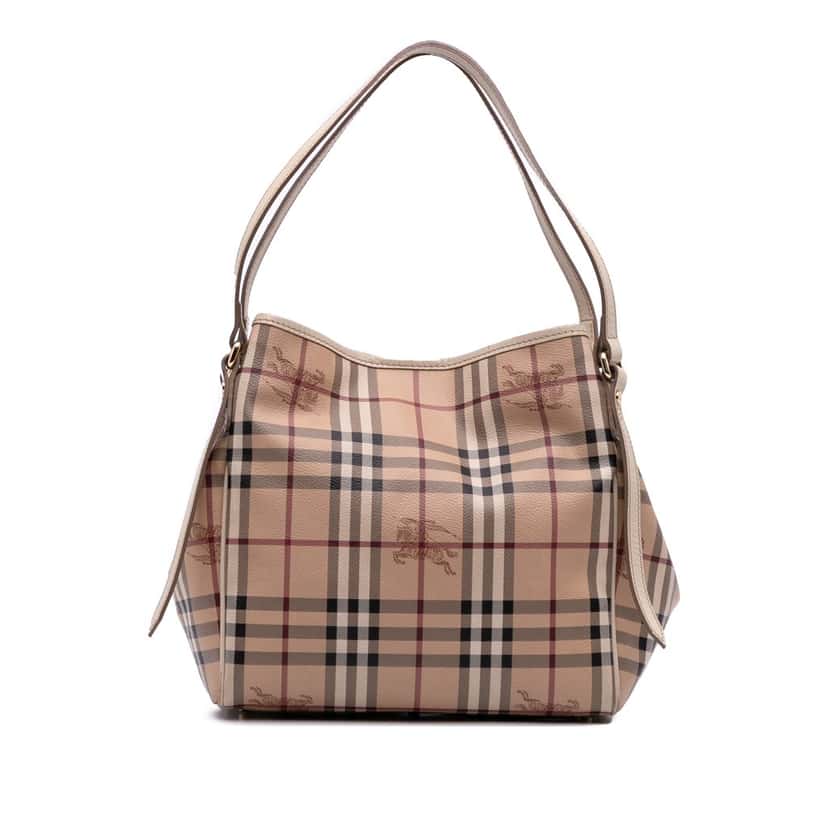 Burberry Small Haymarket Check Coated Canvas Canterbury Tote Brown Canvas Good condition - Front View