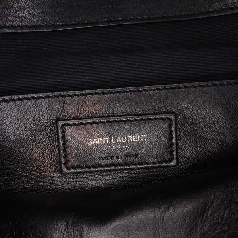 Saint Laurent Large Monogram Chevron Sheepskin College Bag Black Leather Good condition - Box View