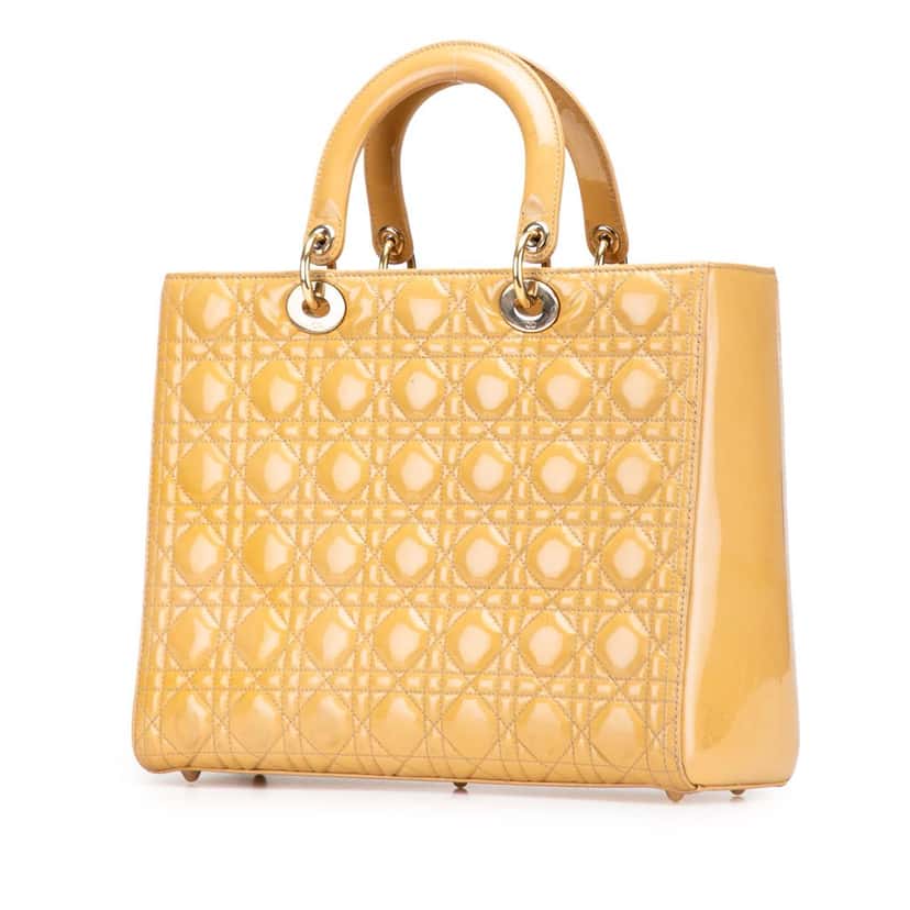 Dior Large Patent Cannage Lady Dior Brown Leather Good condition - Back View