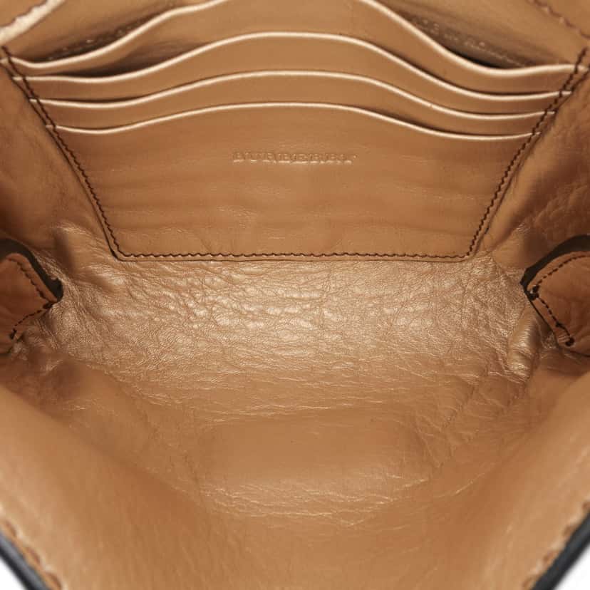 Burberry Embossed Grain Check Leather Langley Crossbody Gold Leather Good condition - Model View