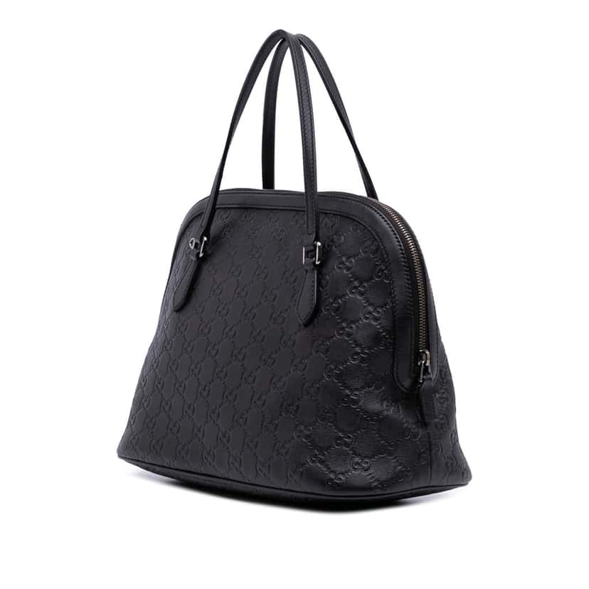Gucci Medium Guccissima Dome Satchel Black Leather Good condition - Back View