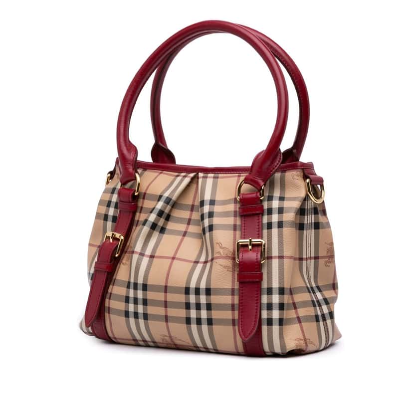 Burberry Small Haymarket Check Coated Canvas Northfield Satchel Brown Canvas Good condition - Back View