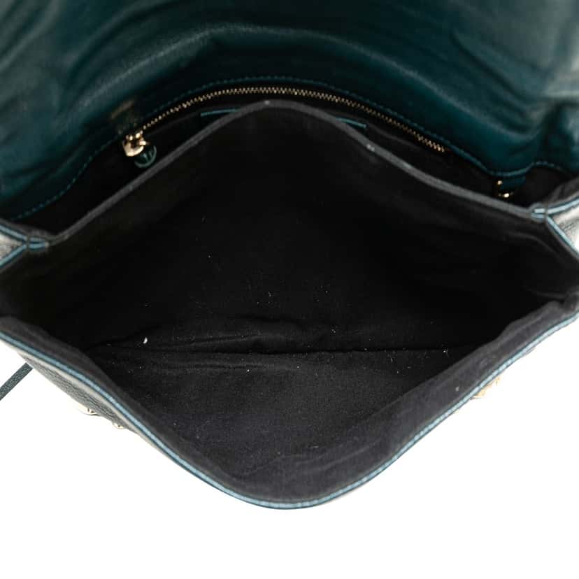Balenciaga Chevre Motocross Metallic Edge Envelope Clutch Blue Leather Good condition - Box View