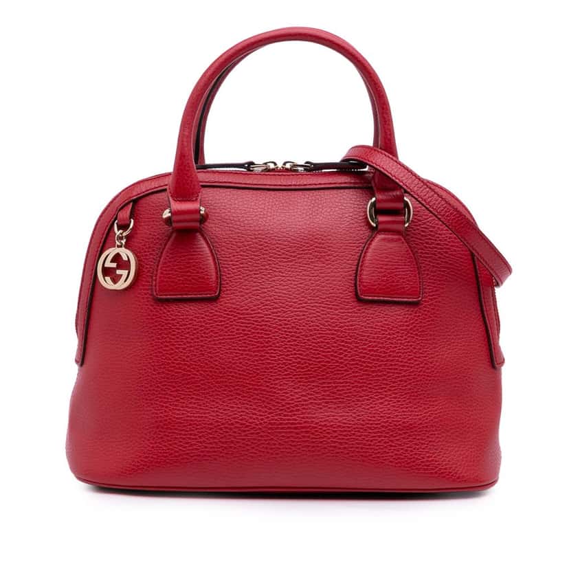 Gucci Small Dollar Calfskin GG Charm Dome Satchel Red Leather Good condition - Front View