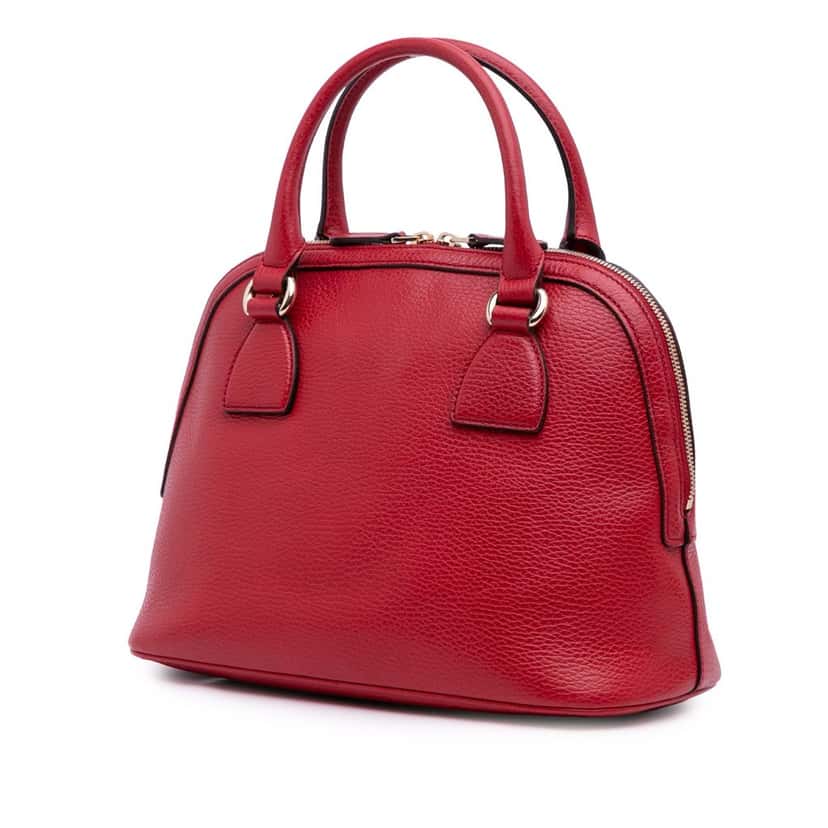 Gucci Small Dollar Calfskin GG Charm Dome Satchel Red Leather Good condition - Back View