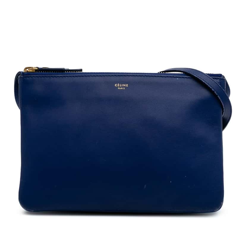 Celine Small Lambskin Trio Crossbody Blue Leather Good condition - Front View