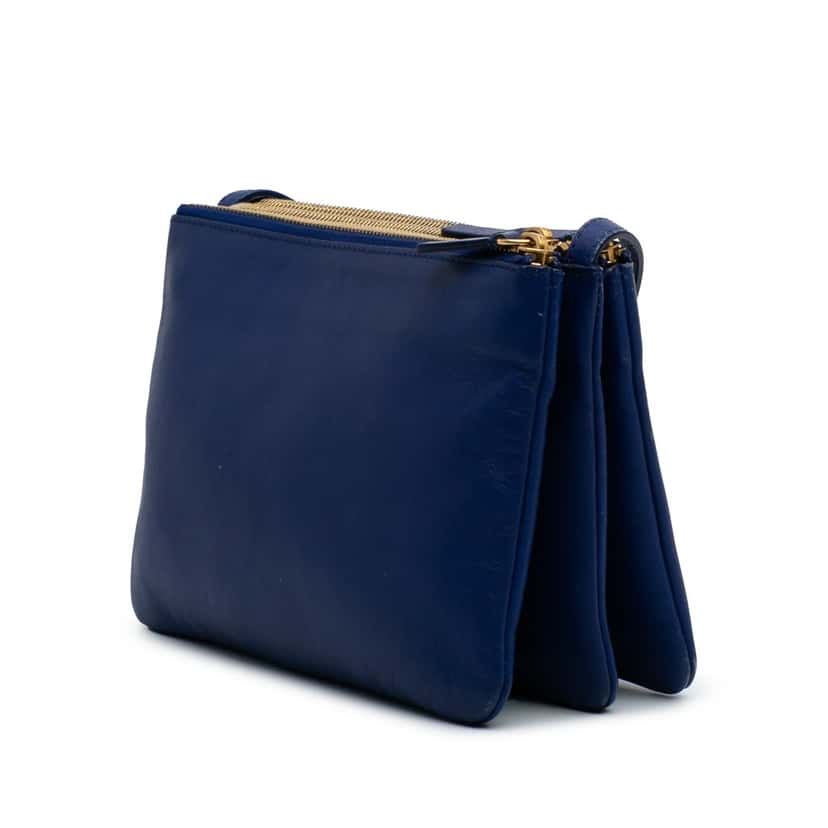 Celine Small Lambskin Trio Crossbody Blue Leather Good condition - Back View
