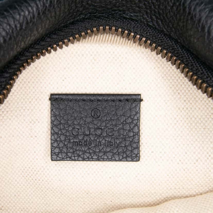 Gucci Small Grained Calfskin Logo Belt Bag Black Leather Good condition - Box View