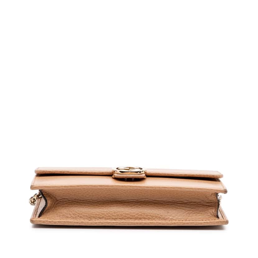 Gucci Interlocking G Dollar Calfskin Wallet on Chain Brown Leather Good condition - Inside View
