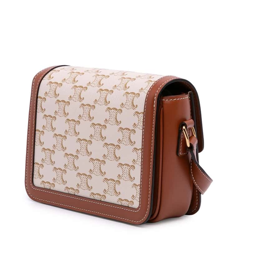 Celine Teen Triomphe Coated Canvas and Calfskin Triomphe Crossbody White Canvas Good condition - Back View