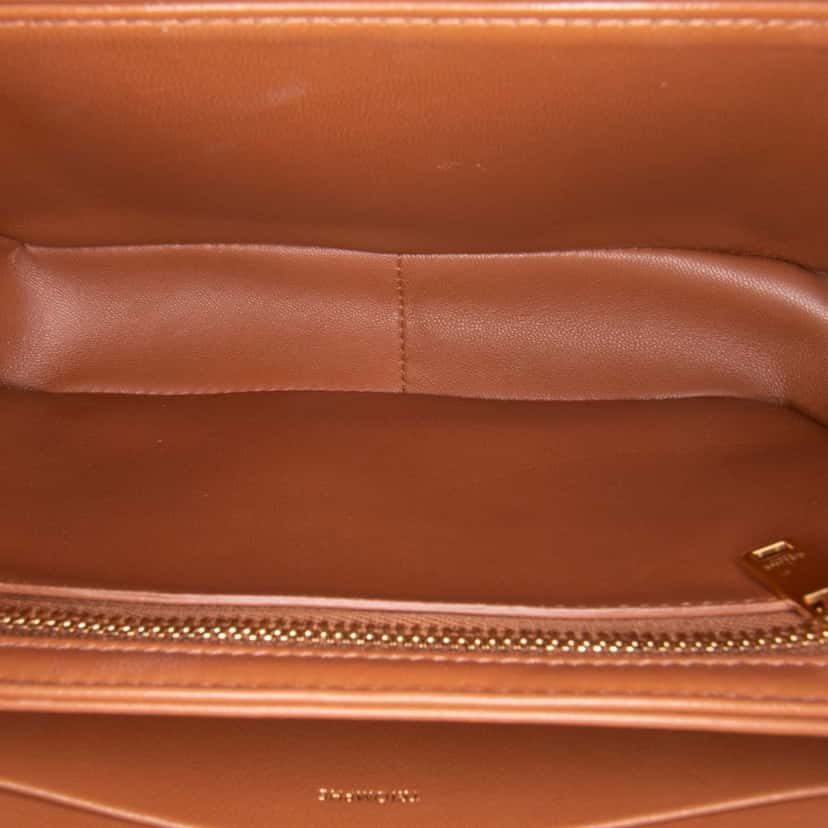 Celine Teen Triomphe Coated Canvas and Calfskin Triomphe Crossbody White Canvas Good condition - Model View