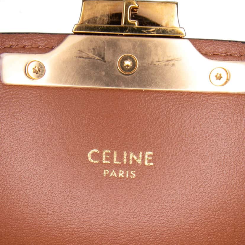 Celine Teen Triomphe Coated Canvas and Calfskin Triomphe Crossbody White Canvas Good condition - Box View