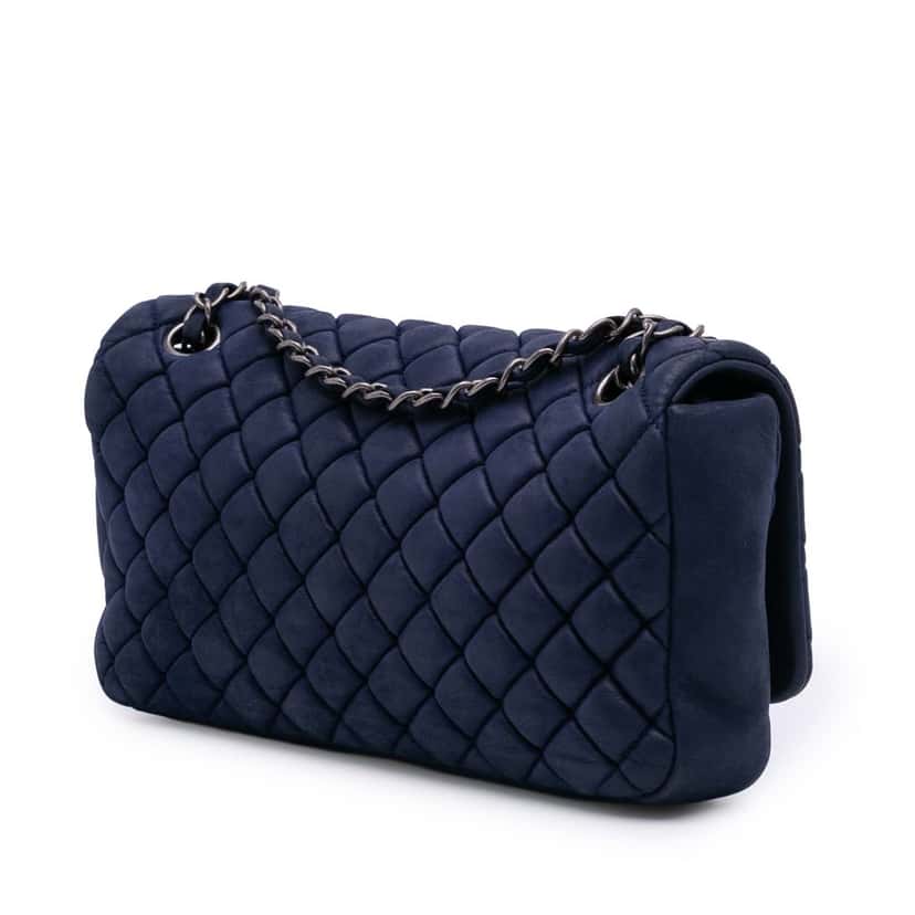 Chanel Large Calfskin New Bubble Flap Blue Leather Good condition - Back View