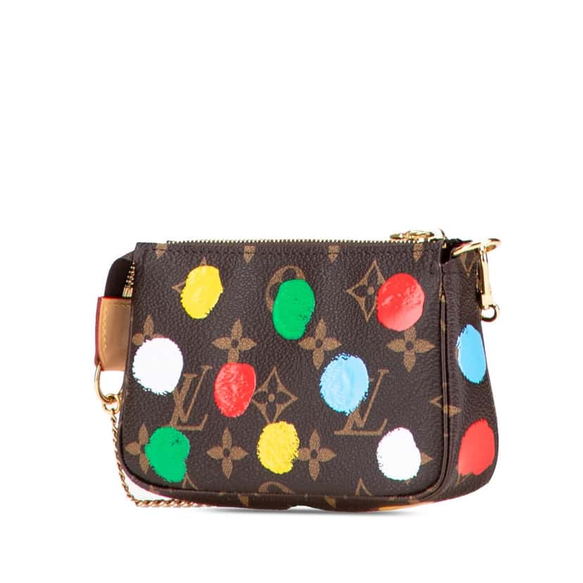 Louis Vuitton Yayoi Kusama Monogram Painted Dots Mini Pochette Accessoires Brown Canvas Good condition - Back View