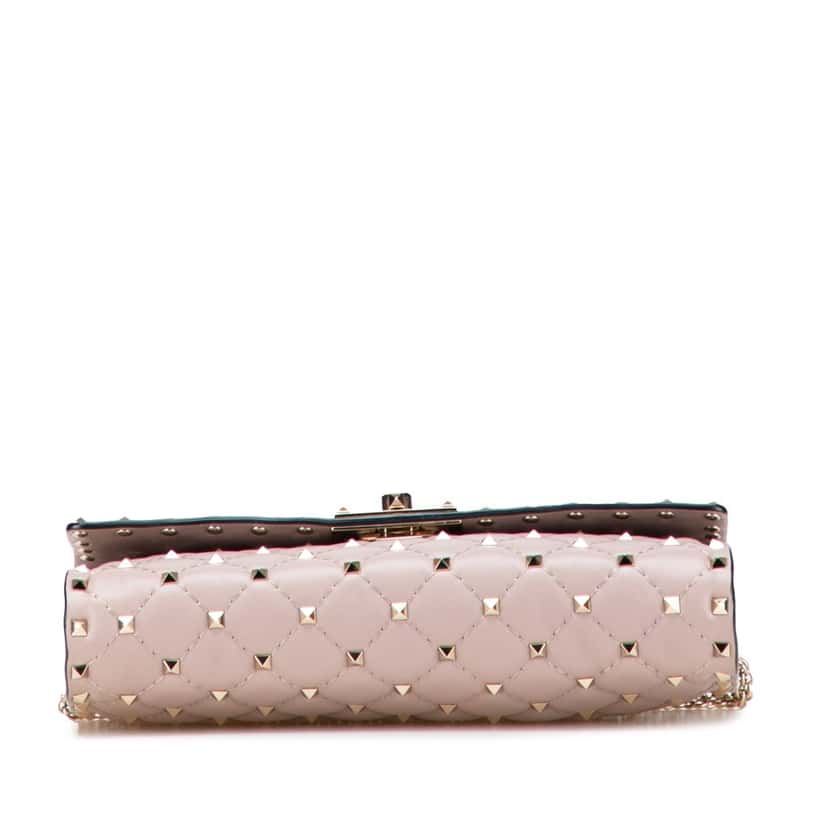 Valentino Nappa Rockstud Spike Wallet On Chain Brown Leather Good condition - Inside View