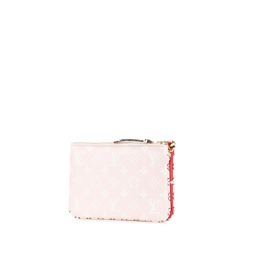 Louis Vuitton Limited Edition Monogram Giant Double Zip Pochette Red Canvas Good condition - Back View