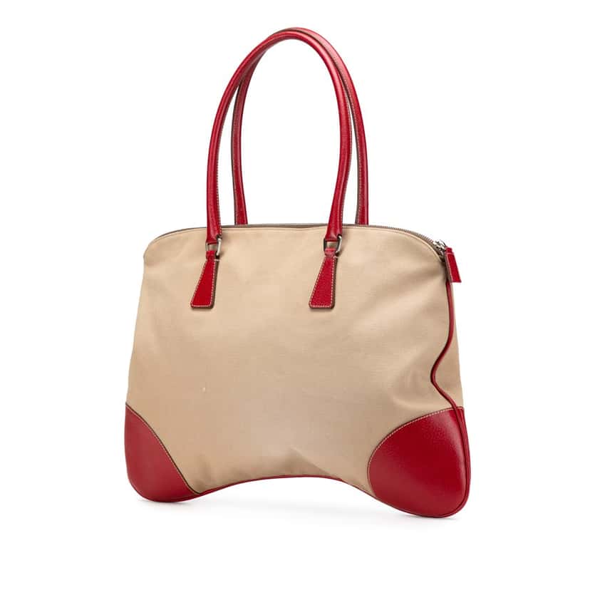Prada Cinghiale Trimmed Canvas Canapa Tote Brown Canvas Good condition - Back View
