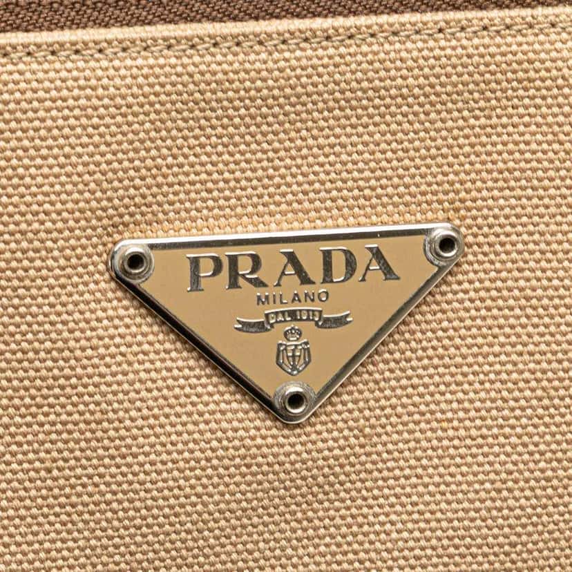 Prada Cinghiale Trimmed Canvas Canapa Tote Brown Canvas Good condition - Box View