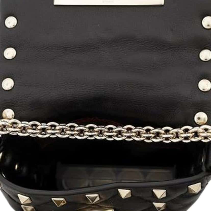 Valentino Lambskin Rockstud Spike Phone Case Crossbody Black Leather Good condition - Model View