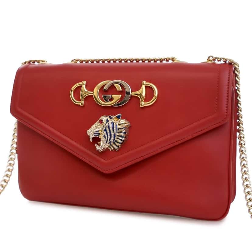 Gucci Medium Leather Rajah Crossbody Red Leather Good condition - Back View
