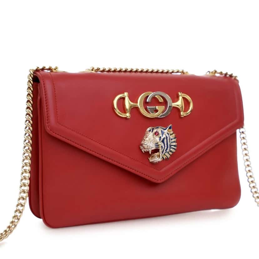 Gucci Medium Leather Rajah Crossbody Red Leather Good condition - Inside View