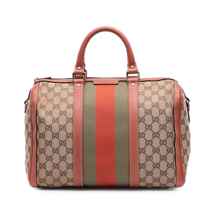 Gucci GG Canvas Web Joy Boston Bag Brown Canvas Good condition - Front View