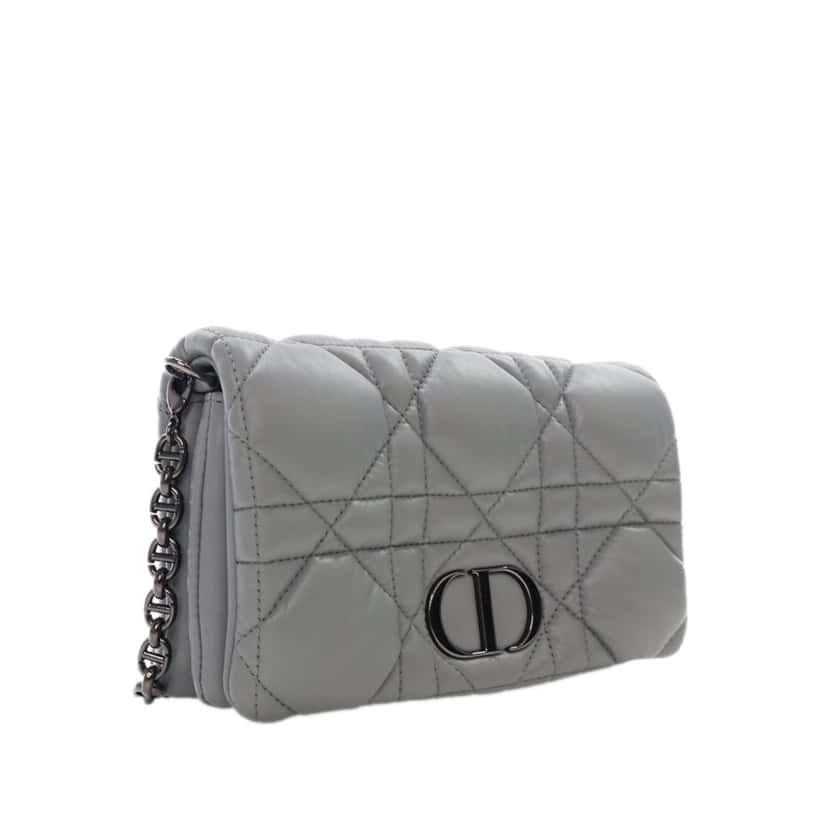 Dior Mini Calfskin Macrocannage Caro Bag Grey Leather Good condition - Back View