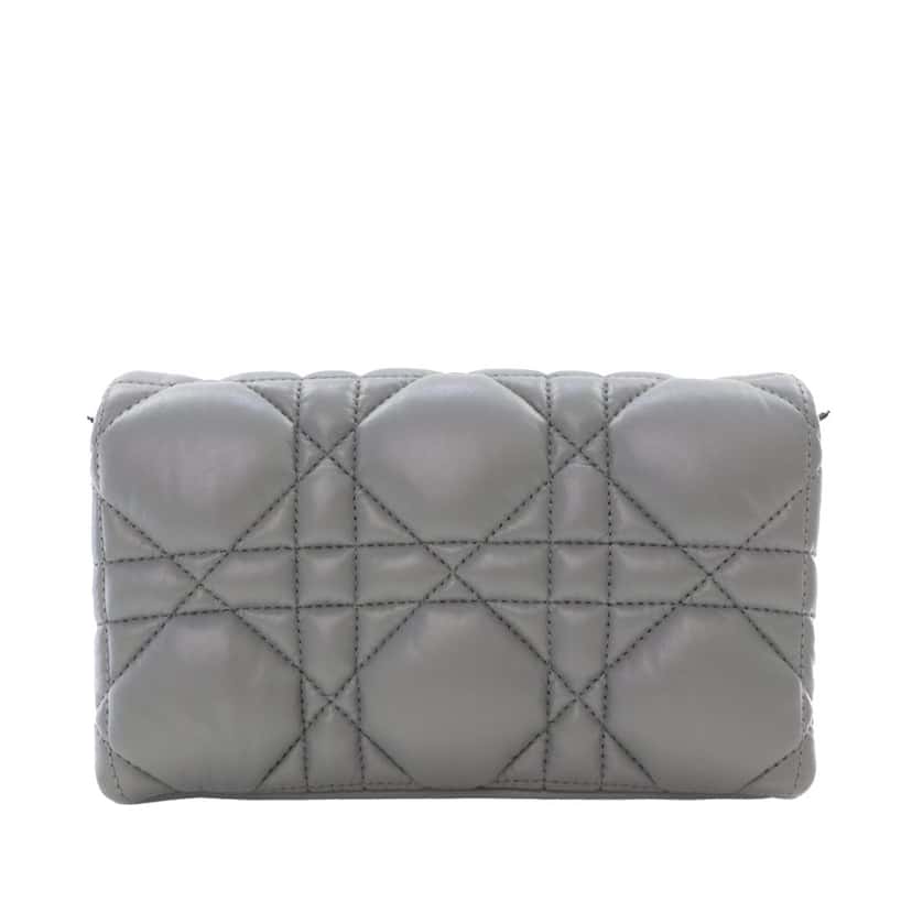 Dior Mini Calfskin Macrocannage Caro Bag Grey Leather Good condition - Inside View