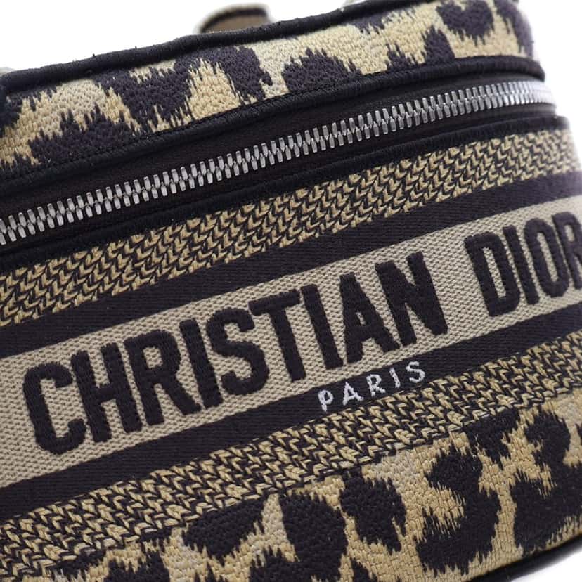 Dior Mizza Small Embroidered Canvas Diortravel Leopard Vanity Case Brown Canvas Good condition - Box View
