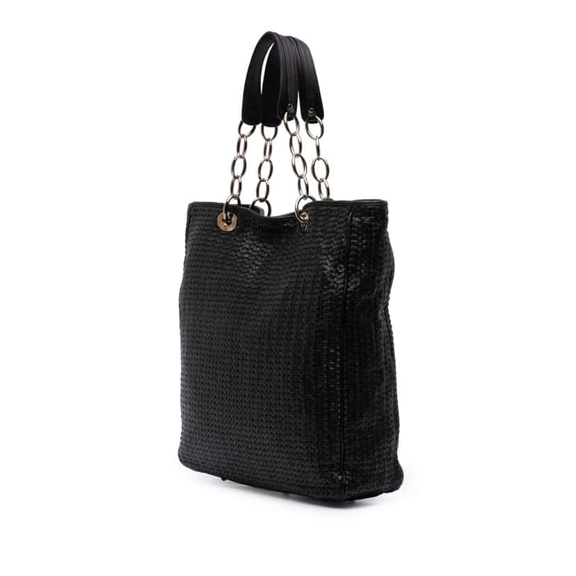 Dior Woven Lambskin Lady Dior Soft Shopping Tote Black Leather Good condition - Back View