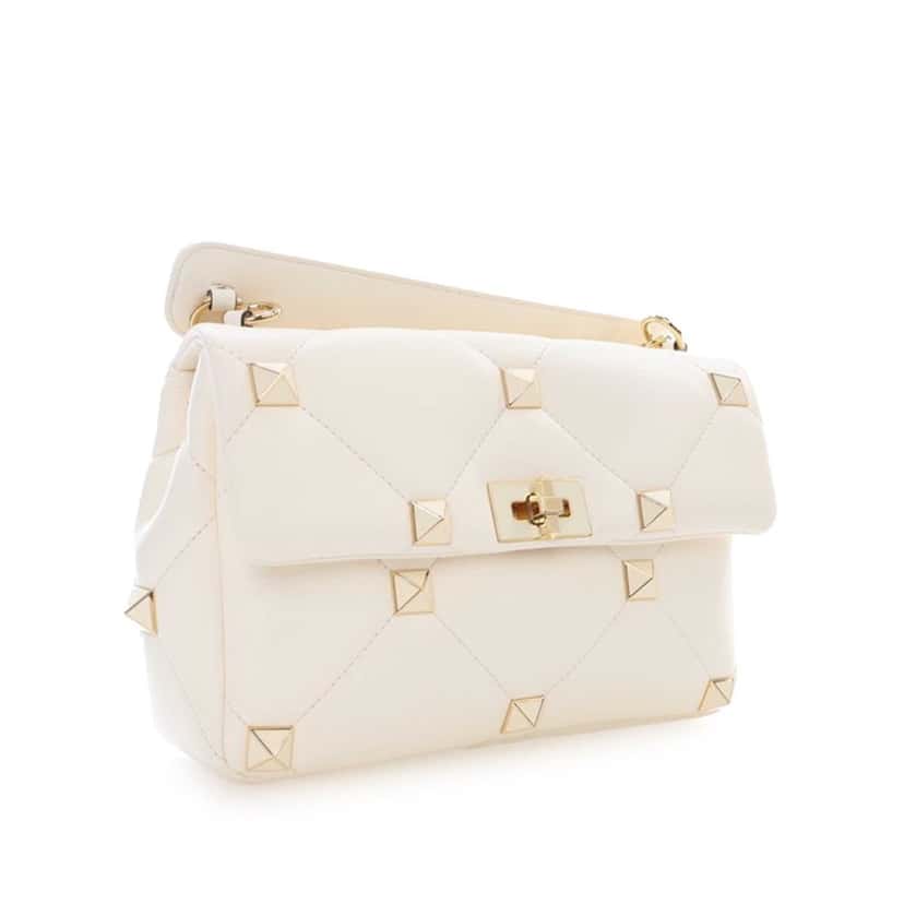 Valentino Large Nappa Roman Stud Satchel White Leather Good condition - Inside View