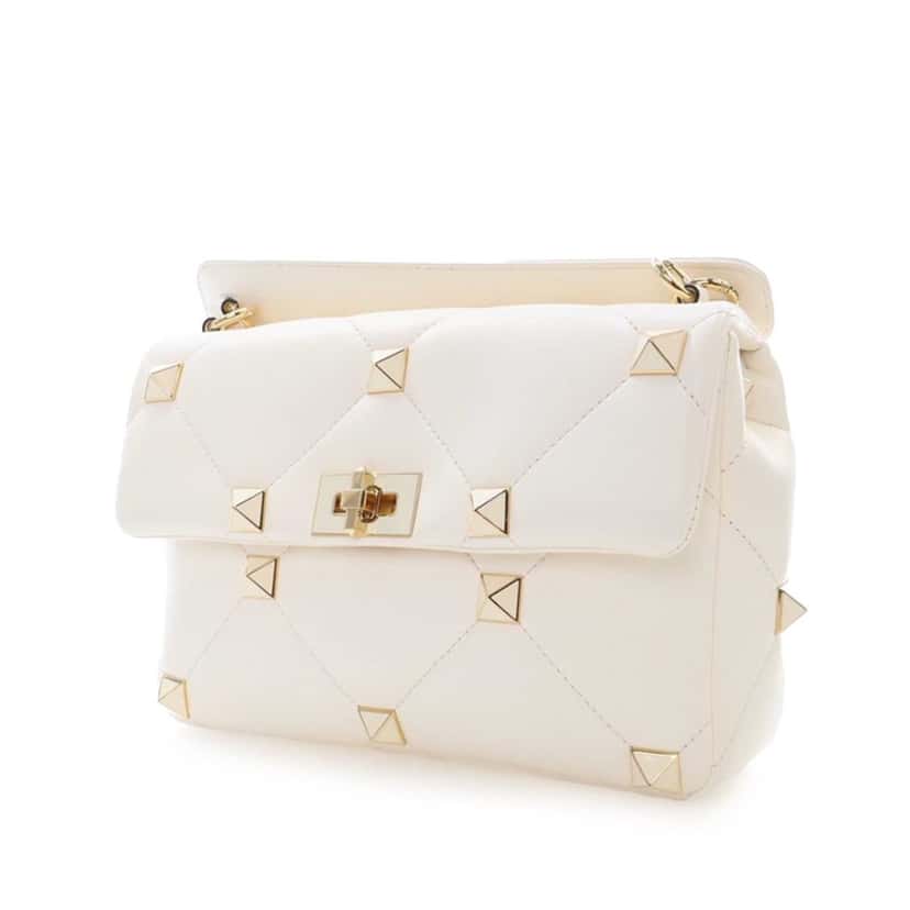 Valentino Large Nappa Roman Stud Satchel White Leather Good condition - Model View