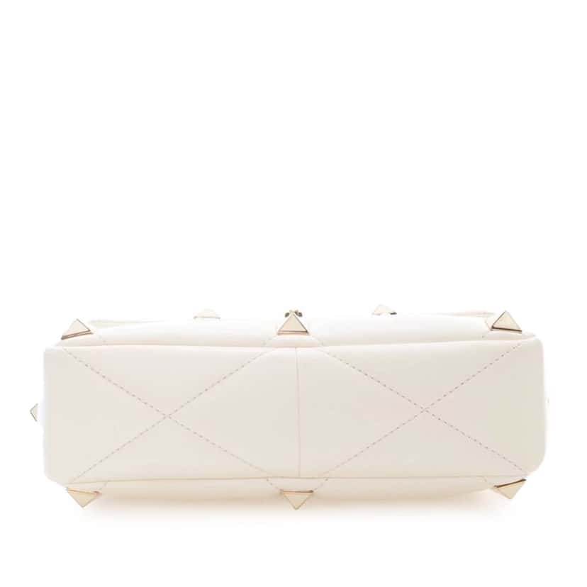Valentino Large Nappa Roman Stud Satchel White Leather Good condition - Box View