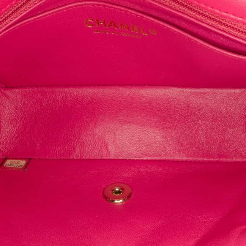 Chanel Mini Rectangular Classic Lambskin Single Flap Pink Leather Good condition - Box View