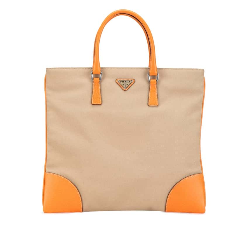 Prada Cinghiale Trimmed Canapa Tote Brown Canvas Good condition - Front View