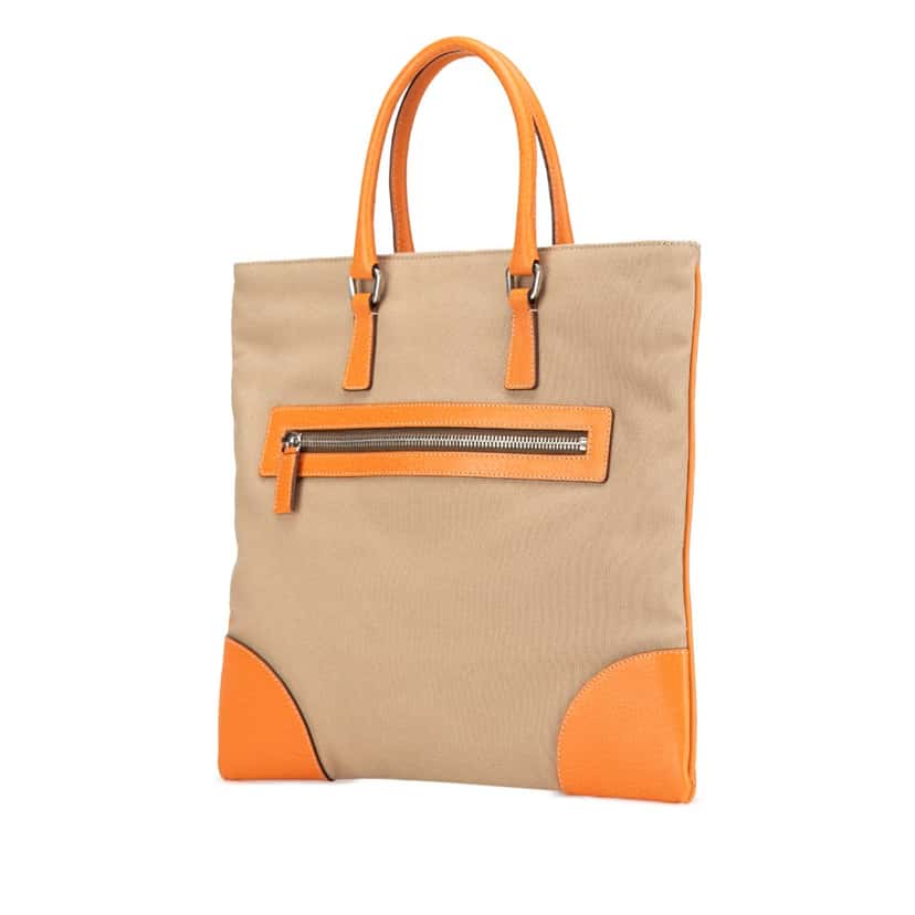 Prada Cinghiale Trimmed Canapa Tote Brown Canvas Good condition - Back View