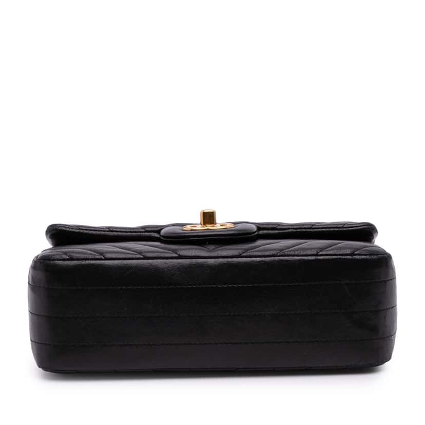 Chanel Mini Rectangular Classic Chevron Lambskin Single Flap Black Leather Good condition - Inside View