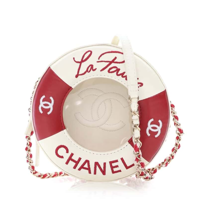 Chanel Lambskin Coco Lifesaver Round Crossbody White Leather Good condition - Front View
