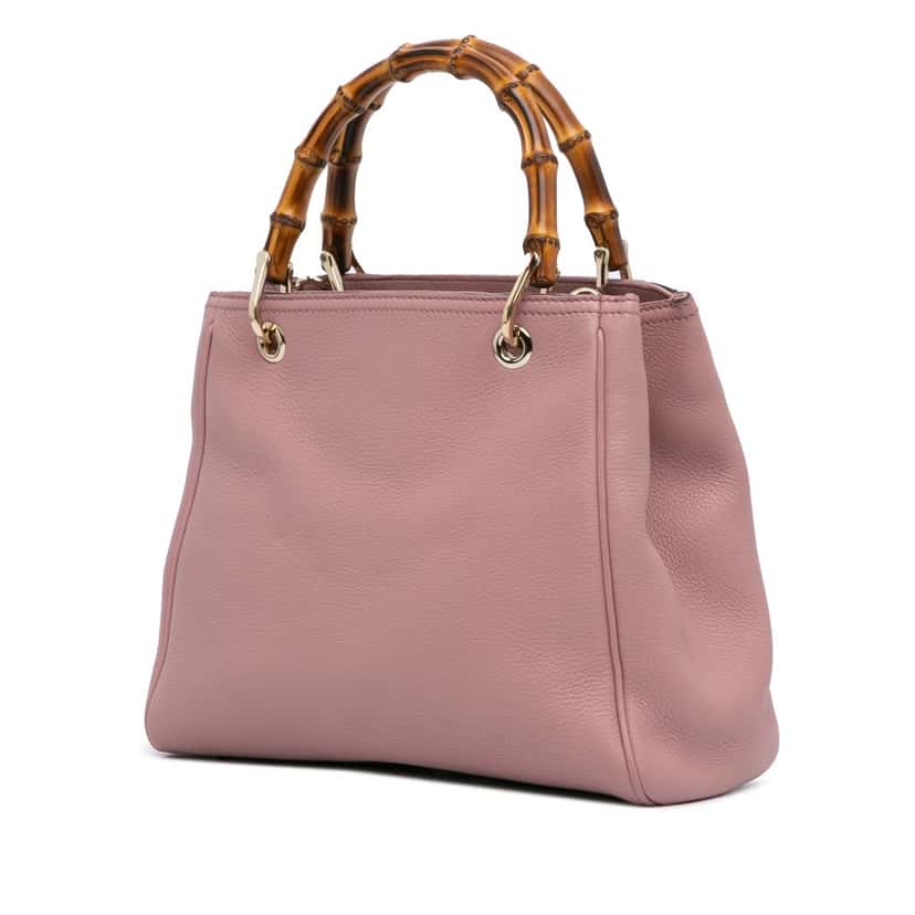 Gucci Small Calfskin Bamboo Shopper Satchel Pink Leather Good condition - Back View