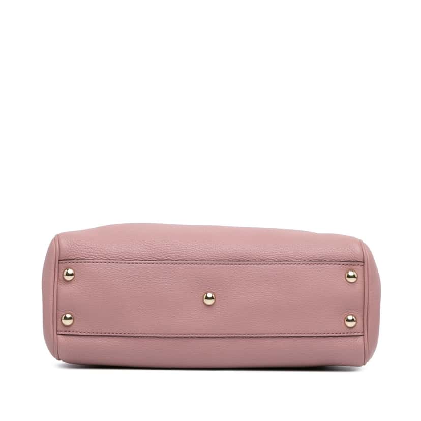 Gucci Small Calfskin Bamboo Shopper Satchel Pink Leather Good condition - Inside View