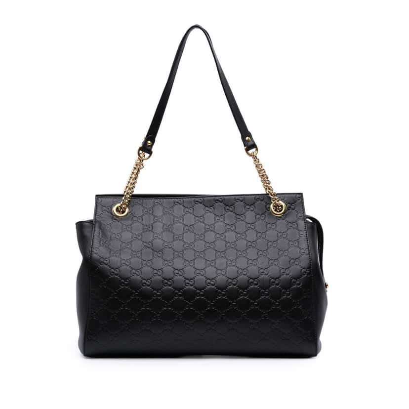 Gucci Medium Guccissima Soft Signature Tote Black Leather Good condition - Front View