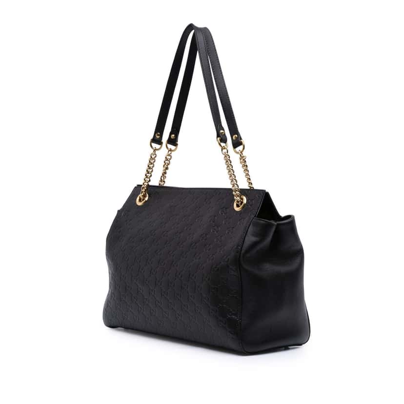 Gucci Medium Guccissima Soft Signature Tote Black Leather Good condition - Back View